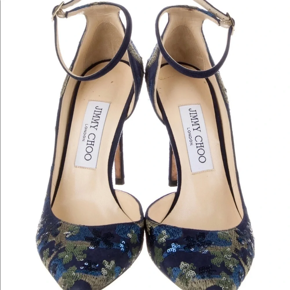 Jimmy Choo /  Lucy 100 D’Orsay Pumps Sequin floral Pattern 39 9